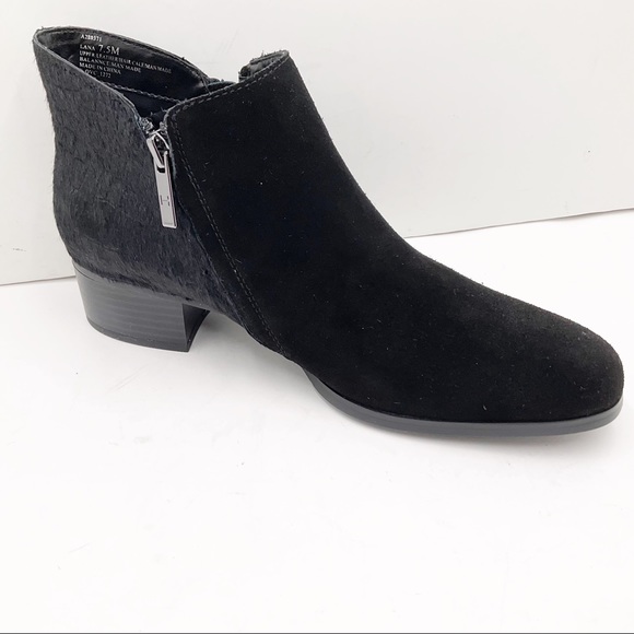🆕{H By Halston} Lana Leather Calf Hair Black Booties - Picture 16 of 16